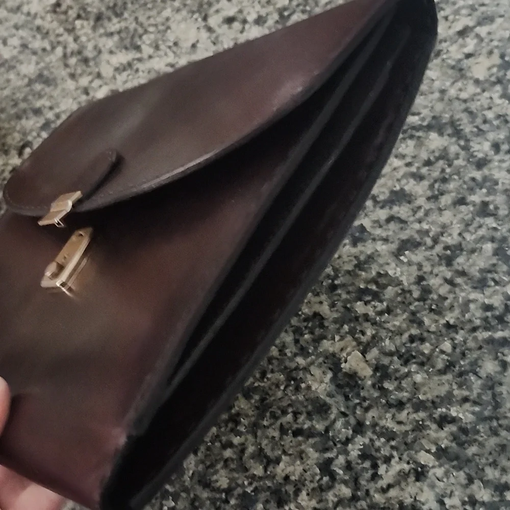 Bally Made In Italy Mens Brown Leather Executive Portfolio Briefcase Vintage